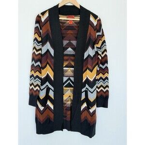 Missoni For Target Cardigan Womens S Multicolor Chevron Open Front Pockets Rayon